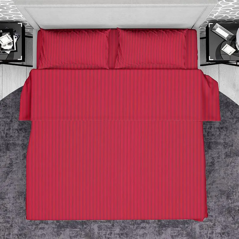 Chic Lines Geometric Cotton Bedsheet (Maroon) - 210 TC media 4