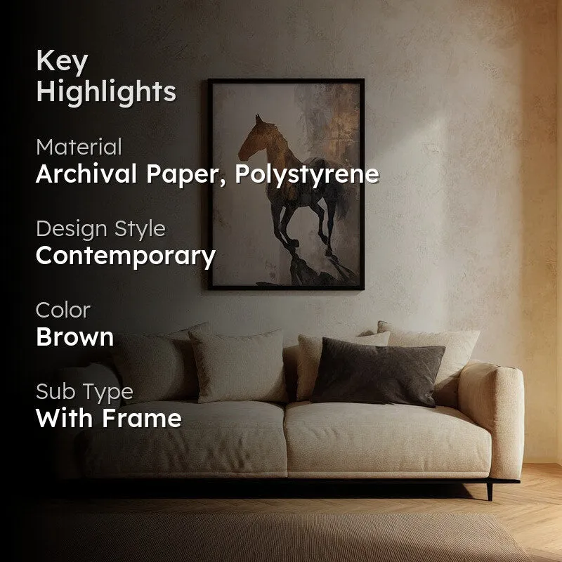 Awakened Horse Wall Painting With Black Frame media 2