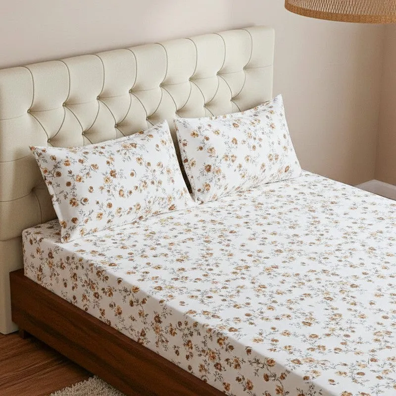 Ramisa Floral Cotton Bedsheet (Yellow) - 180 TC media 3