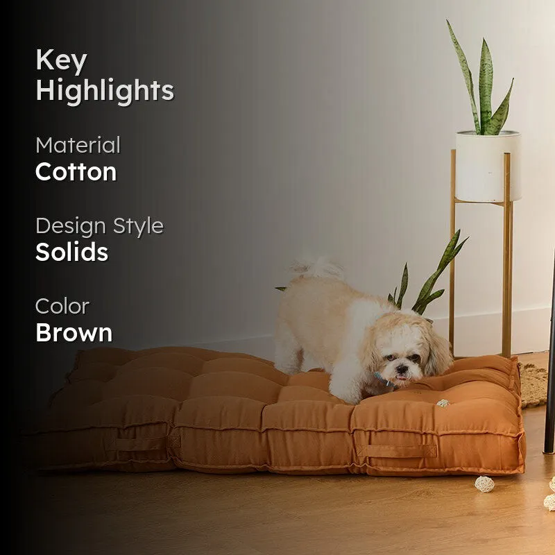 Pawdium Solid Cotton Floor Cushion - Brown media 2