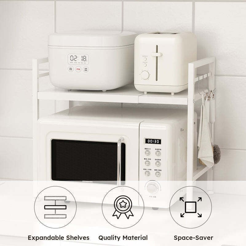 Esto Expandable Carbon Steel Microwave Stand with Adjustable Shelves media 7