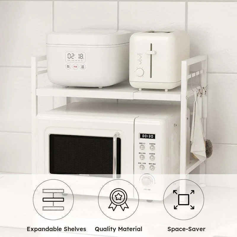 Esto Expandable Carbon Steel Microwave Stand with Adjustable Shelves media 7
