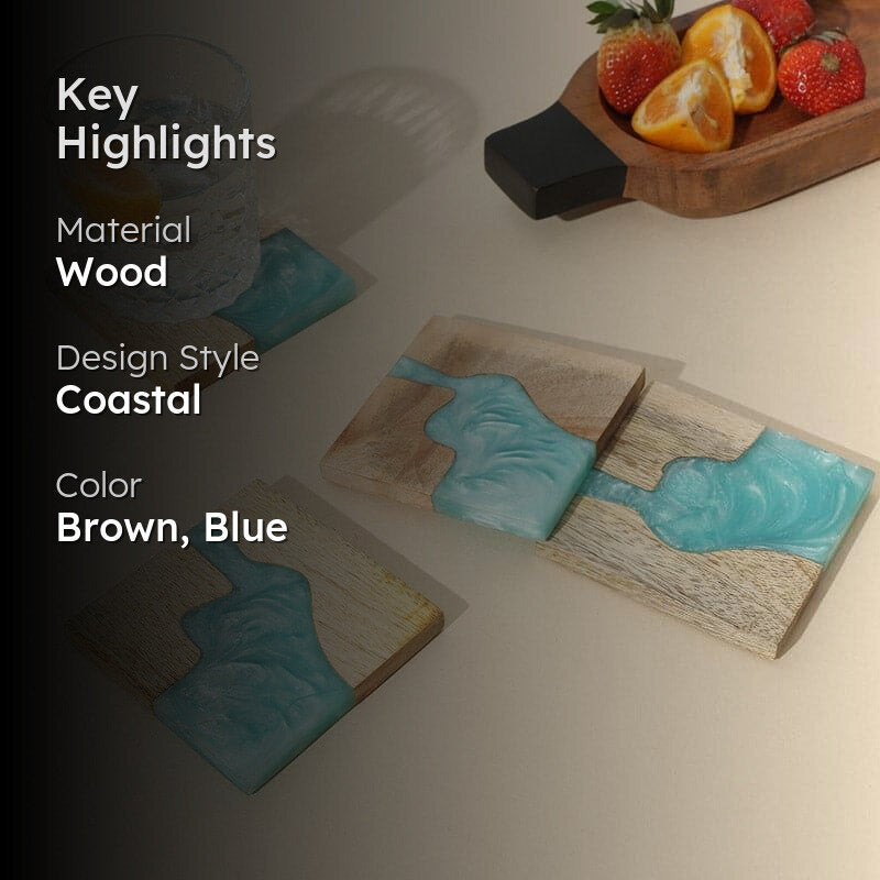 Sea Whirl Mangowood Coaster - Set Of Four media 2
