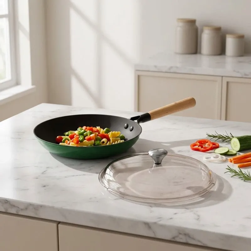 Cumin Co Enamel Cast Iron Frying Pan (Green) - 2500 mL media 1