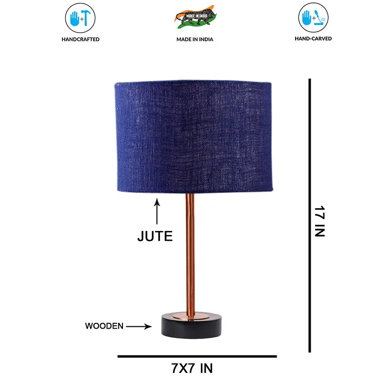Sienna I Rodin Wooden Table Lamp - Blue,Copper,Black media 7
