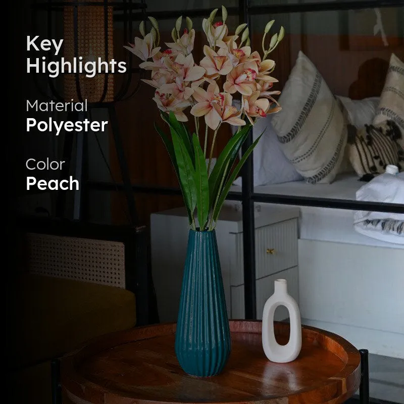 Faux Everlasting Cymbidium Everlasting Orchid Flower Stick - Peach - 2