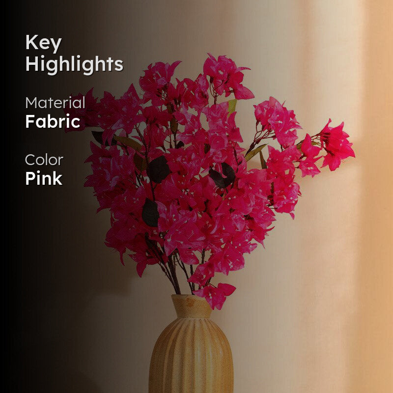 Artificial Realistic Bougainvillea Flower Stick (Pink) - Set Of Three media 2