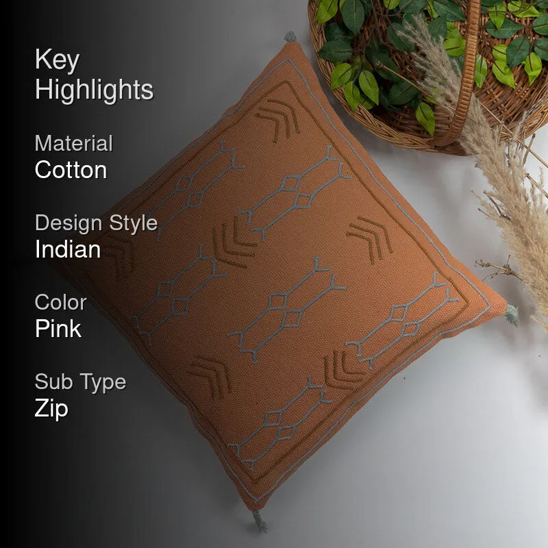 Glyph III Embroidered Cushion Cover - Orange media 2