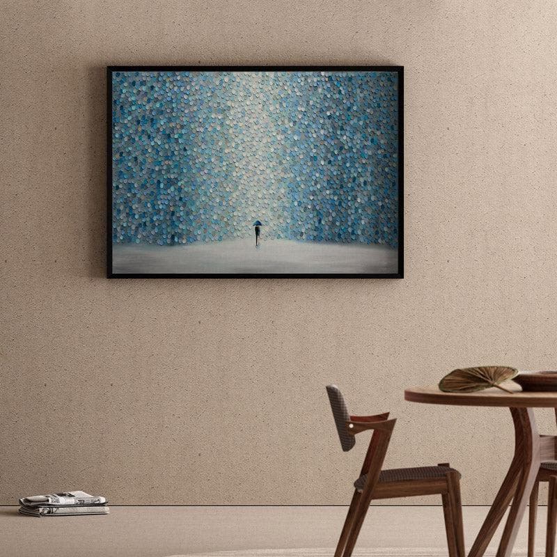 Rainfall Melody Canvas Wall Painting - Black Frame