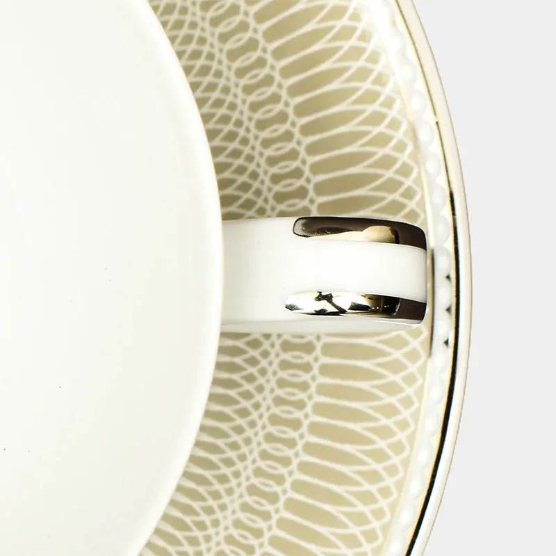 Shine Platin 24k Gold Brushed Porcelain Tea Cup & Saucer (280 mL) - Set of Six media 4