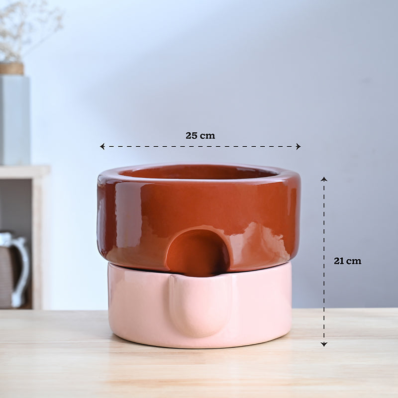 Ugaoo Lady Leafington Ceramic Planter - Terracotta & Pink media 8