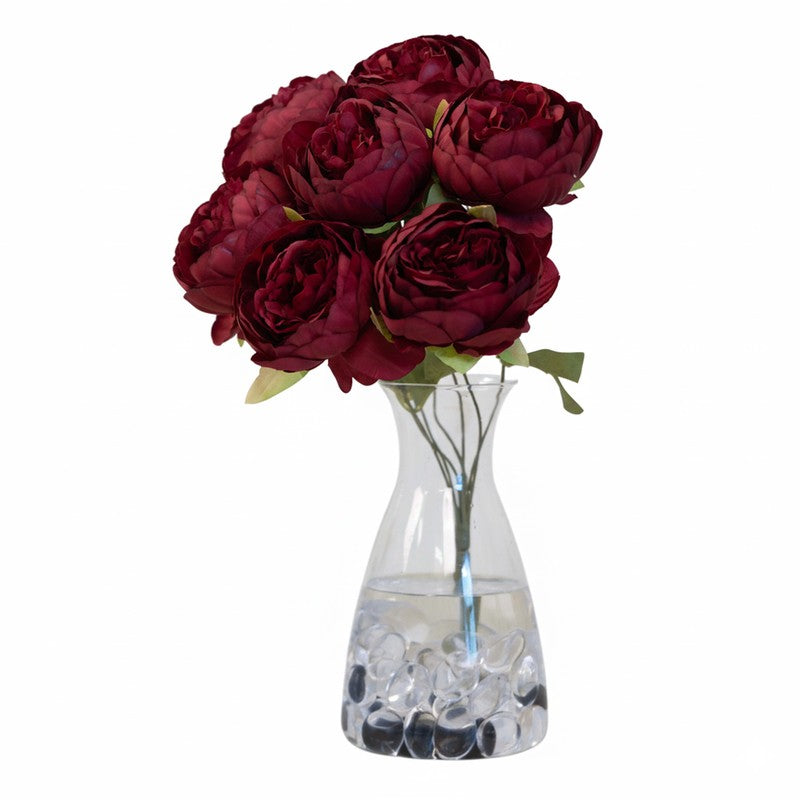 Realistic Artificial Peony Flower Bunches - Red media 6
