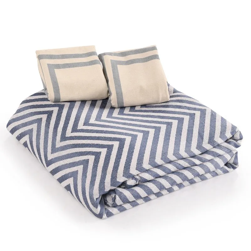 Wave Whisper Cotton Bedsheet (Blue) - 224 TC media 5