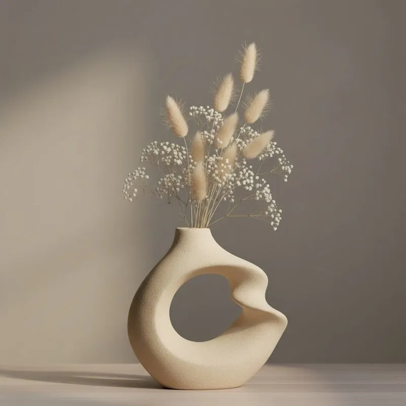 Orbio Sculptural Abstract Ceramic Vase - Ivory media 5