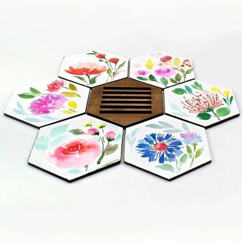 Neju Bloom Handpainted Coaster - Set Of Six media 4