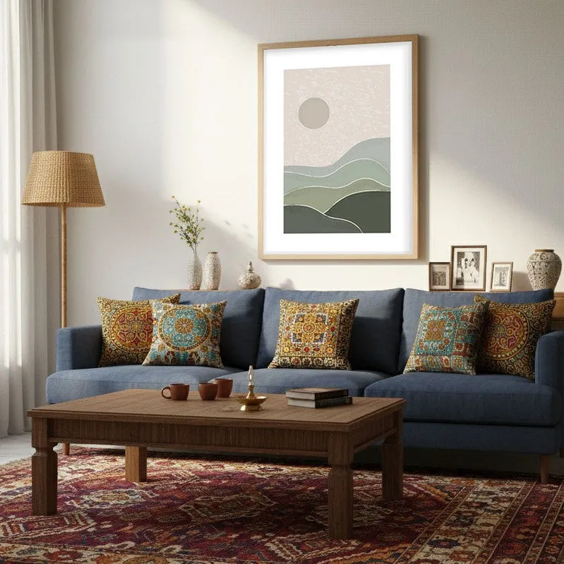 Muted Morning Canvas Wall Painting With Brown Frame media 5