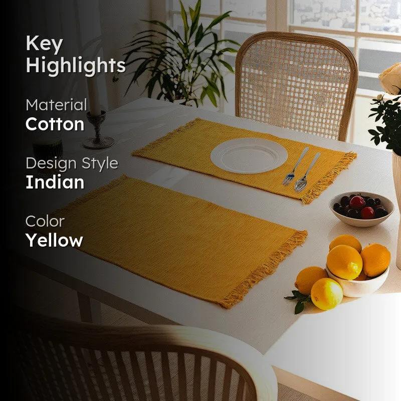 Elegant Yellow Cotton Table Runner - Set Of Two media 2
