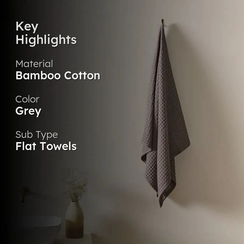 Cloud Soft Waffle Bath Towel - Grey media 2
