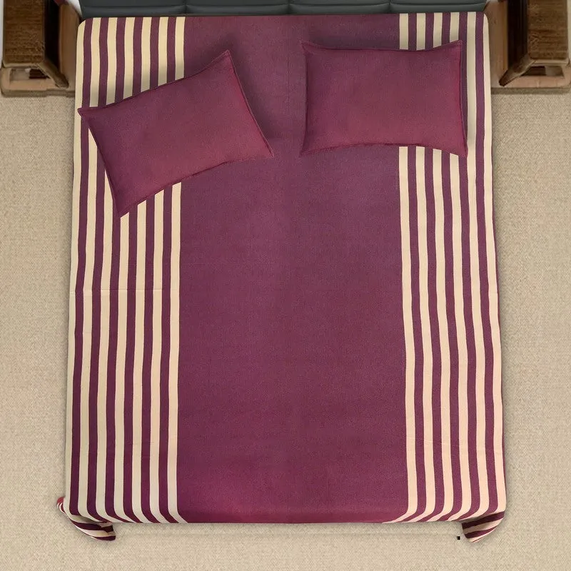 Line Comfort Cotton Bedsheet (Maroon) - 102 TC media 3