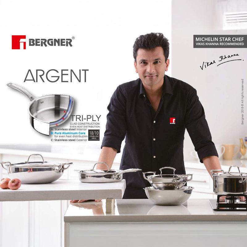 Bergner Argent Triply Casserole With Lid - 3100 ML media 7