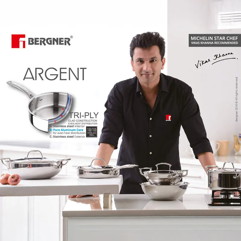 Bergner Argent Triply Casserole With Lid - 3100 ML media 7