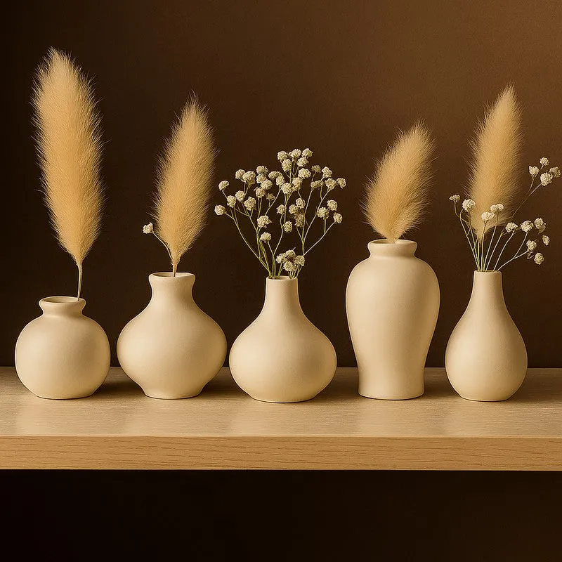Petite Floral Ceramic Vase - Set of Five media 8
