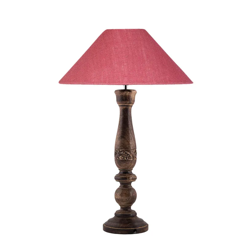 Nihara Wooden & Jute Table Lamp - Pink,Brown media 4