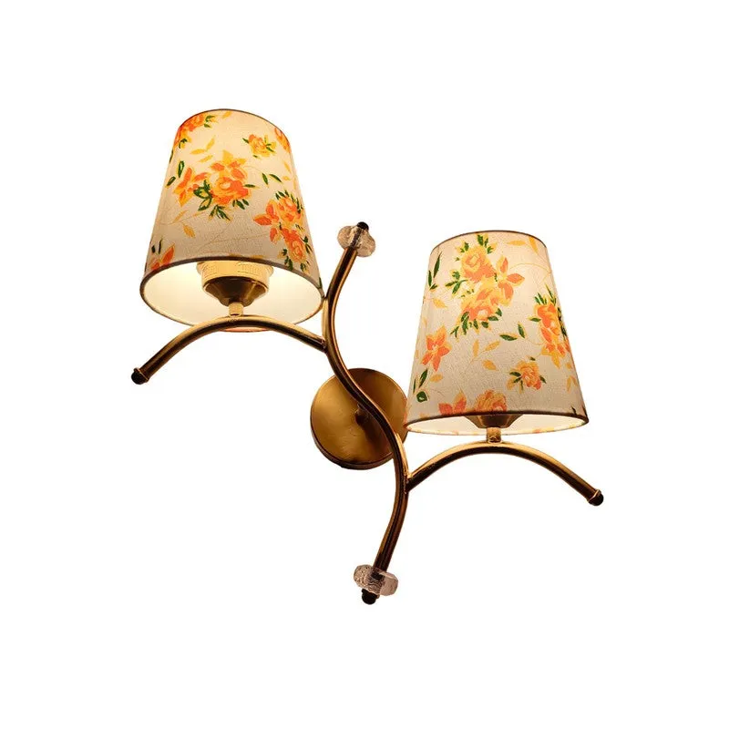 GlowStem Twin Cotton Wall Lamp - White & Orange media 7
