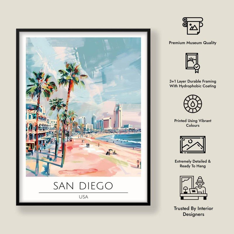 Vintage San Diego Framed Canvas Wall Painting media 8