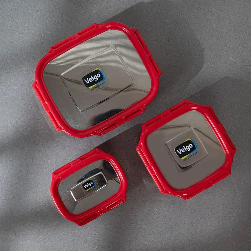 Savory Sam Red Lunch Box (550/300/150 mL) - Set of Three media 3