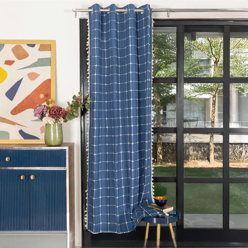 Urban Space Kanya Grid Curtain - Blue media 2