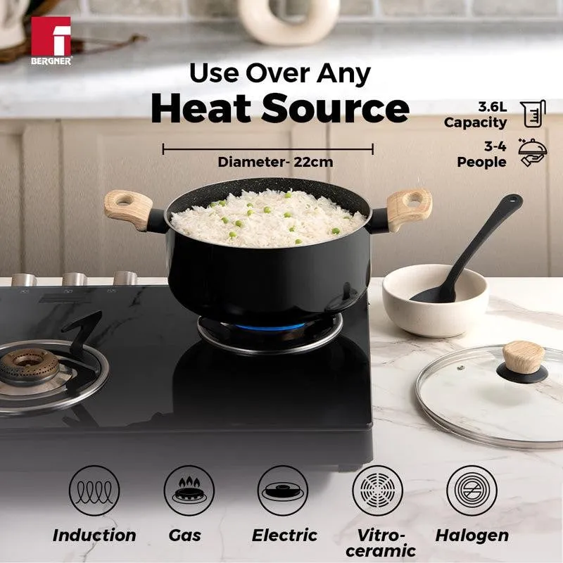 Bergner Induction Safe Cooking Pot With Lid - 3500 ml/6 Inches media 6
