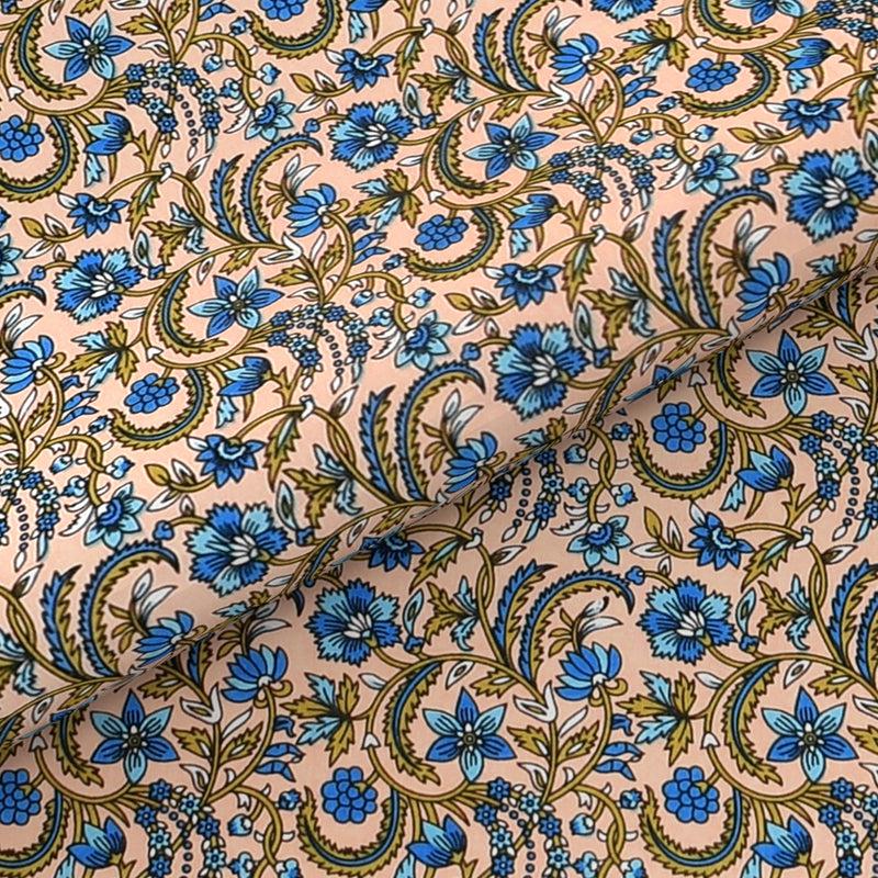 Tridha Printed Cotton Bedsheet (Beige) - 280 TC media 3