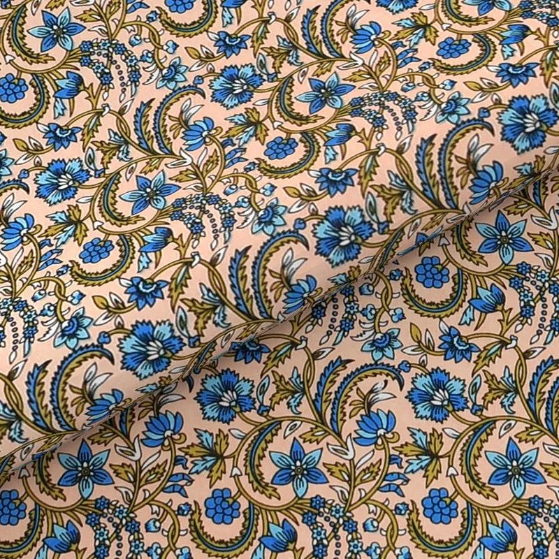 Tridha Printed Cotton Bedsheet (Beige) - 280 TC media 3