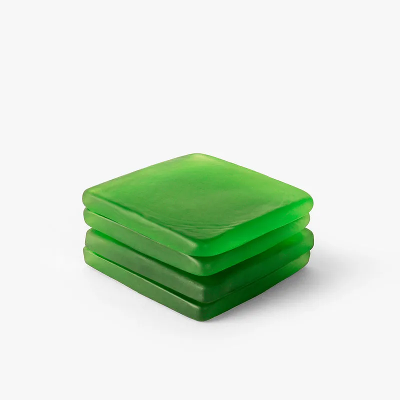 Glossy Diamond Mist Glass Coaster (Green) - Set Of Four media 3