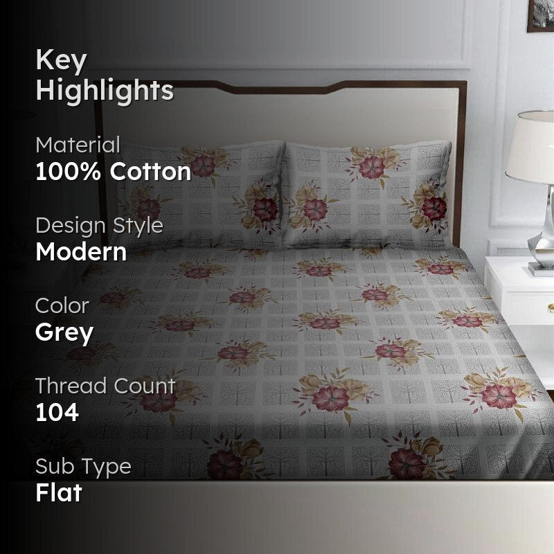 Oakney Floral Cotton Bedsheet - 104 TC media 2