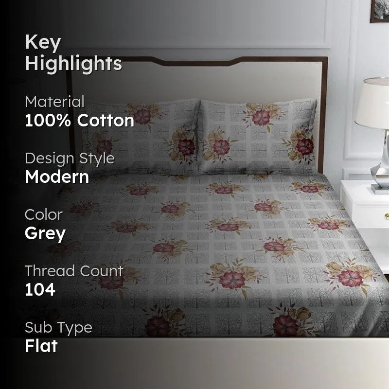Oakney Floral Cotton Bedsheet - 104 TC media 2