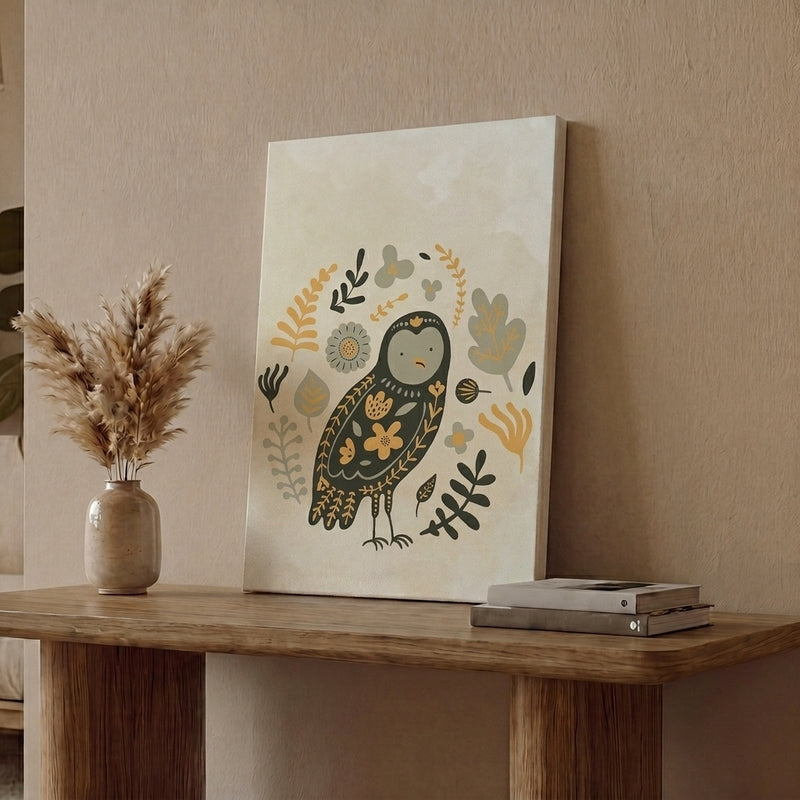 Owl Cotton Canvas Wall Painting