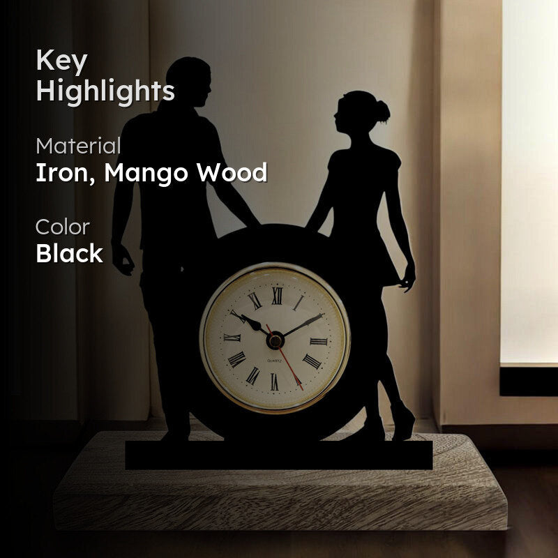 Timeless Romance Iron & Mango Wood Table Clock media 2