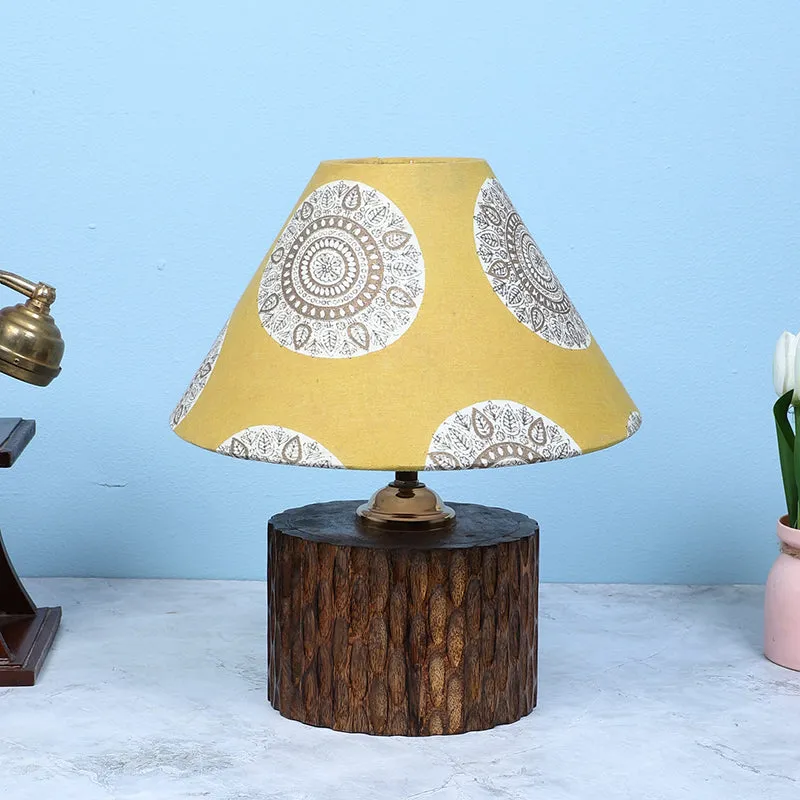 Mandala Merry Trunk Printed Mango Wood Table Lamp - Brown,Yellow,White media 3