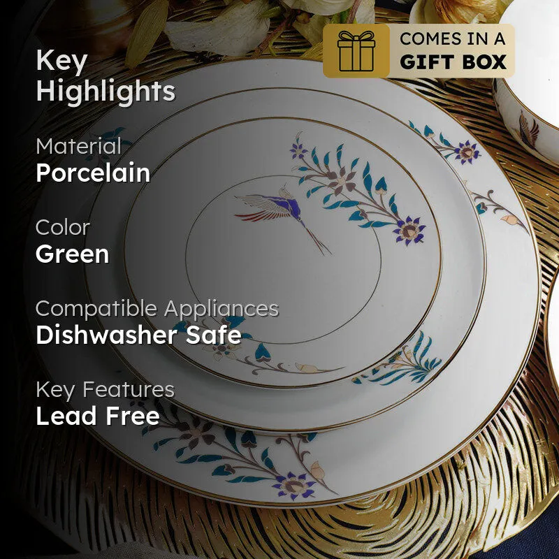 Gilded Shahi 24k Gold Brushed Porcelain Dinner Set - 21 Piece Set media 2