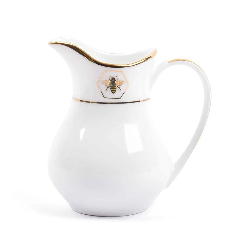 Gilded Bee 24k Gold Brushed Porcelain Tea Set With Tea Pot - Seventeen Piece Set media 9
