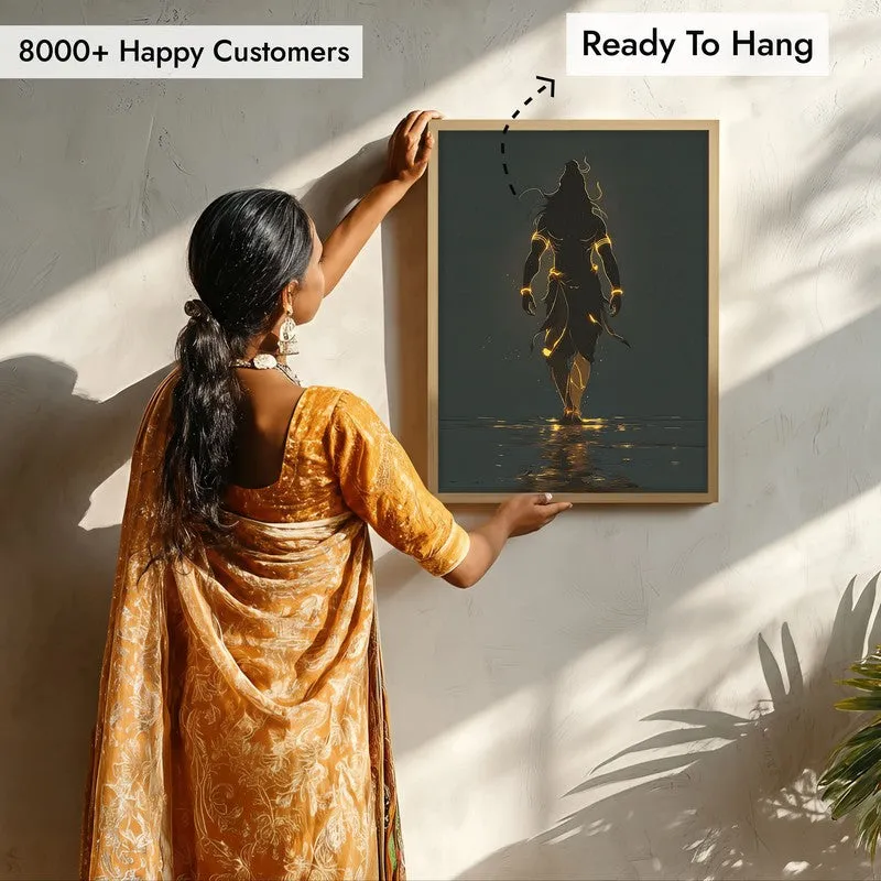 Powerful Lord Shiva Cosmic Energy Archival Paper Wall Art - Natural Brown Frame media 7