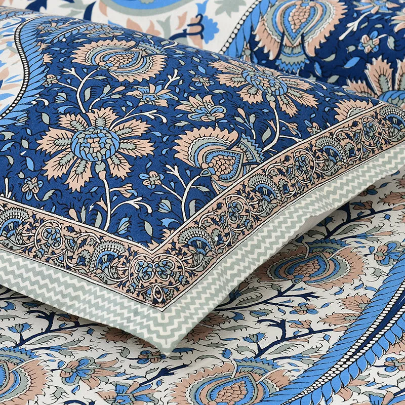 Apreetha Ethnic Cotton Bedsheet (Blue) - 160 TC media 4