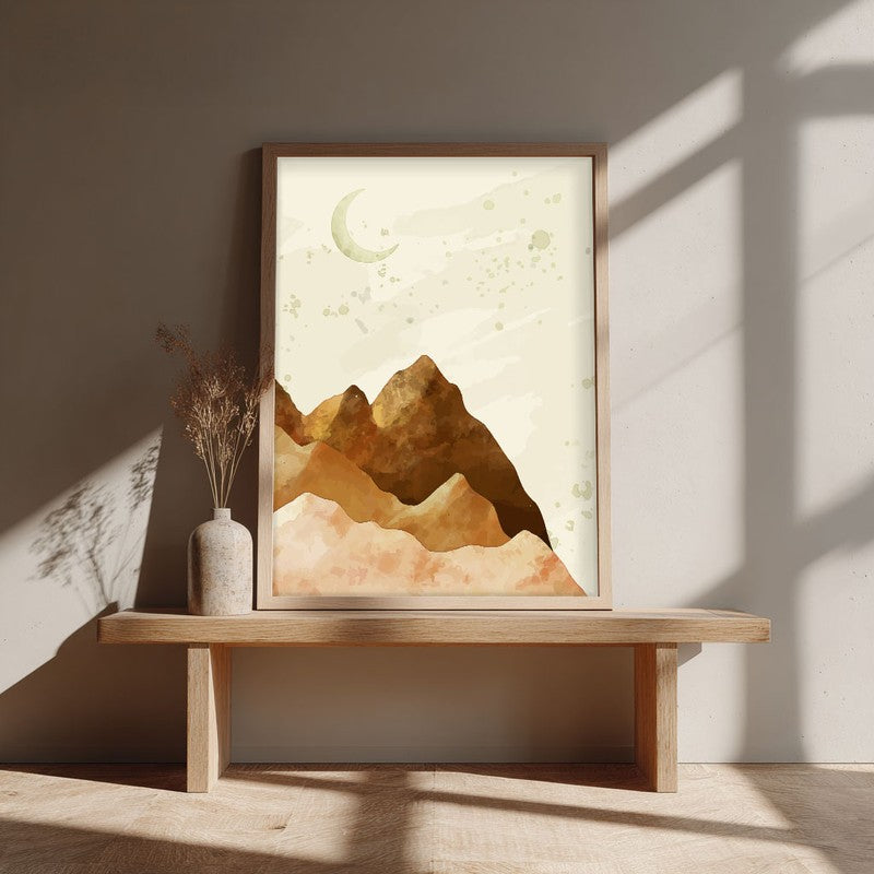 Dune Peaks Archival Paper Wall Art - Natural Brown Frame