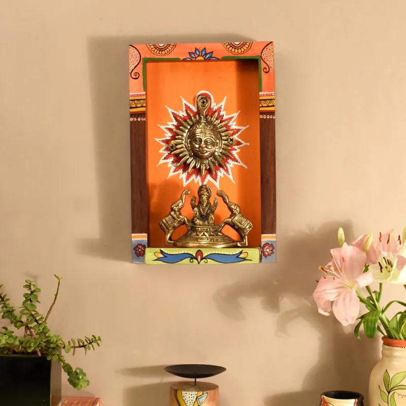 Brass Surya Dev II Wooden Wall Accent media 1