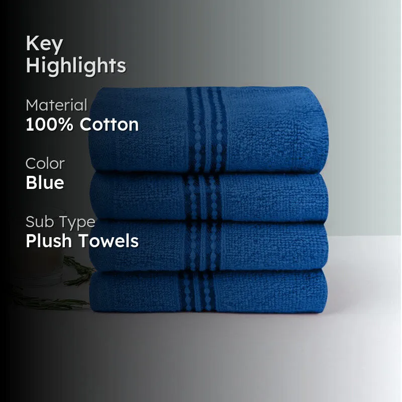 Micro Cotton LuxeDry Solid Face Towel (Blue) - Set Of Four media 2