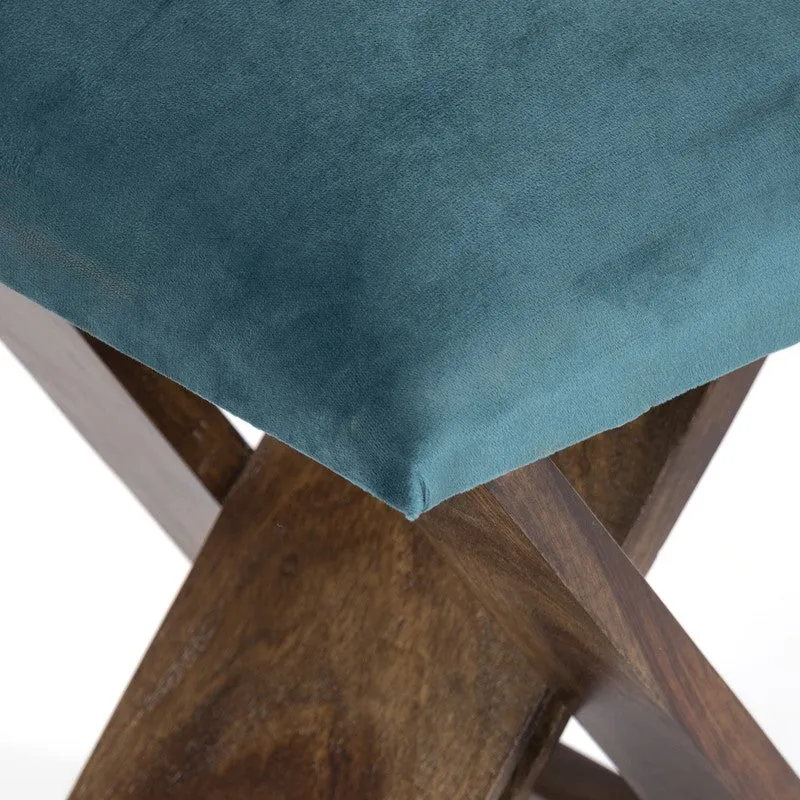 Grixo Sheesham Wooden Stools (Blue) - Set Of Two media 6