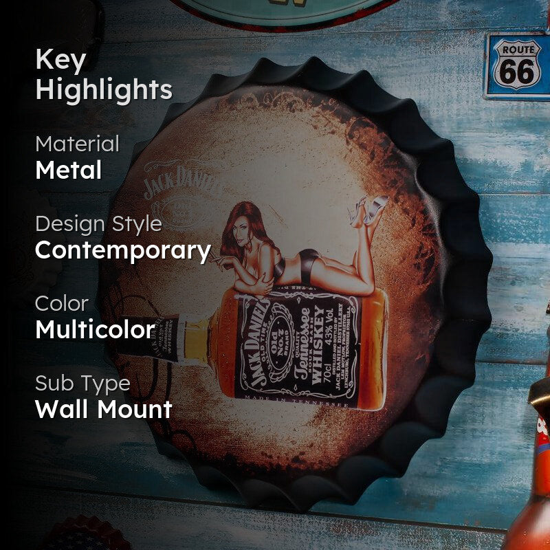 Jack Daniels Bottle Cap Metal Wall Accent - Multicolor media 2