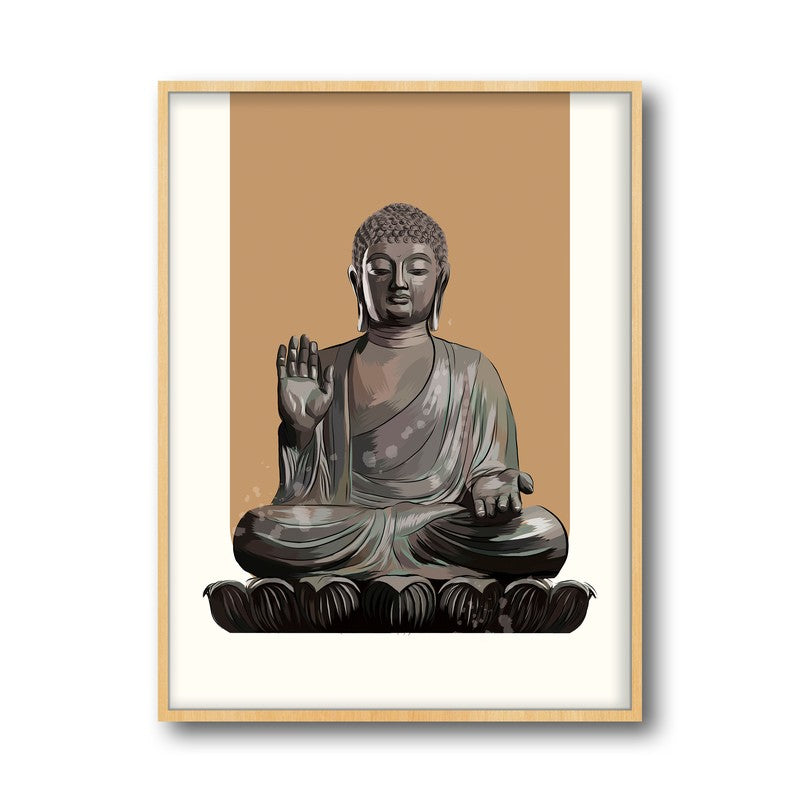 Buddha's Boon Archival Paper Wall Art  - Natural Brown Frame media 6